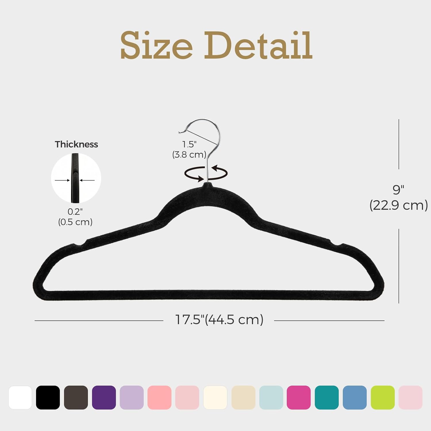 HOUSE DAY Black Velvet Hangers 60 Pack. Non Slip Clothes Felt Hanger Heavy Duty for Coat. Premium Slim Space Saving Suit Hangers for Closet Organizer. 360° Rotating Silver Hook - Image 5